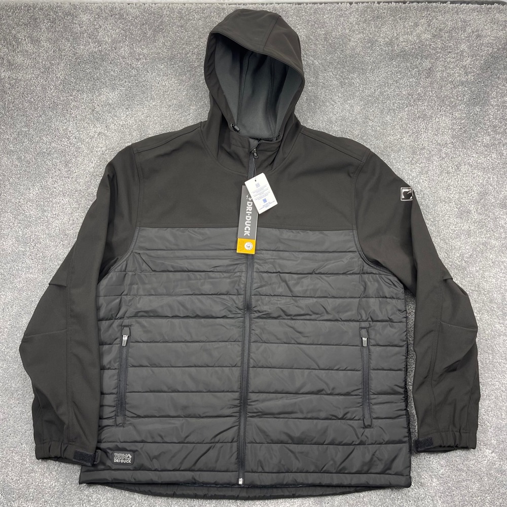 Dri Duck Puffer Jacket Mens XL Pinnacle Water Resistant Hooded Black 5324